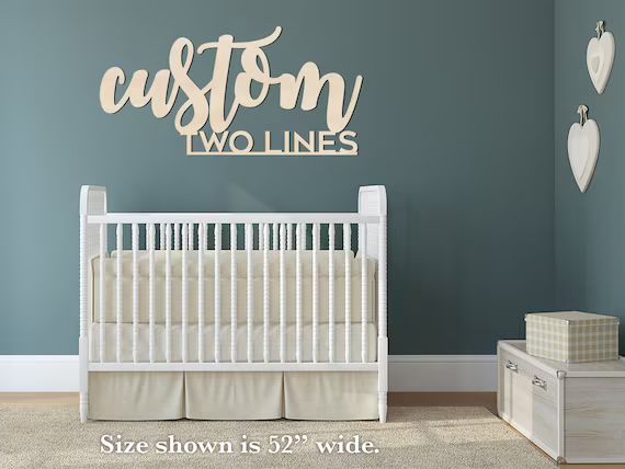 Custom two line sign, first middle name, stacked wood sign, large custom sign, baby nursery decor | Etsy (US)