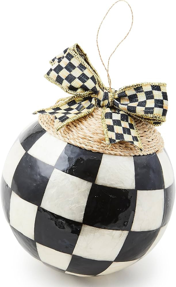 MACKENZIE-CHILDS Check Capiz Ball Ornament, Lightweight Christmas-Tree Ornament, Hanging Capiz Ch... | Amazon (US)