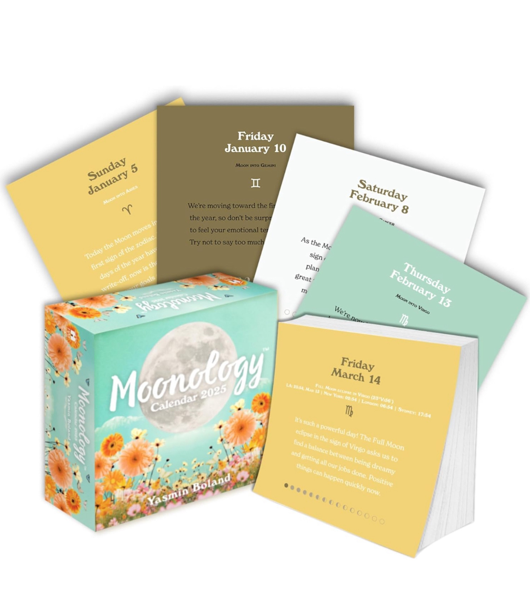 The Moonology™ 2025 Calendar has been created to help you tap into the changing daily energies as the Moon and planets cycle through their paths. Each message has been lovingly written by award-winning Moonologer Yasmin Boland to uplift and motivate you every day of the year.

You’ll discover how attuning to the energies in each lunar cycle can help you set and achieve your goals, and tap into the power of each New and Full Moon to supercharge different aspects of your life.

This desk calendar will help you harness the manifesting powers of the Moon to realize your full potential and welcome abundance and success in the year ahead!

#LTKGiftGuide #LTKSaleAlert #LTKHoliday