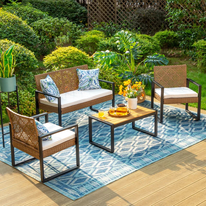 Armantine Darb Stylish 4-Person Wicker Patio Set | Wayfair North America