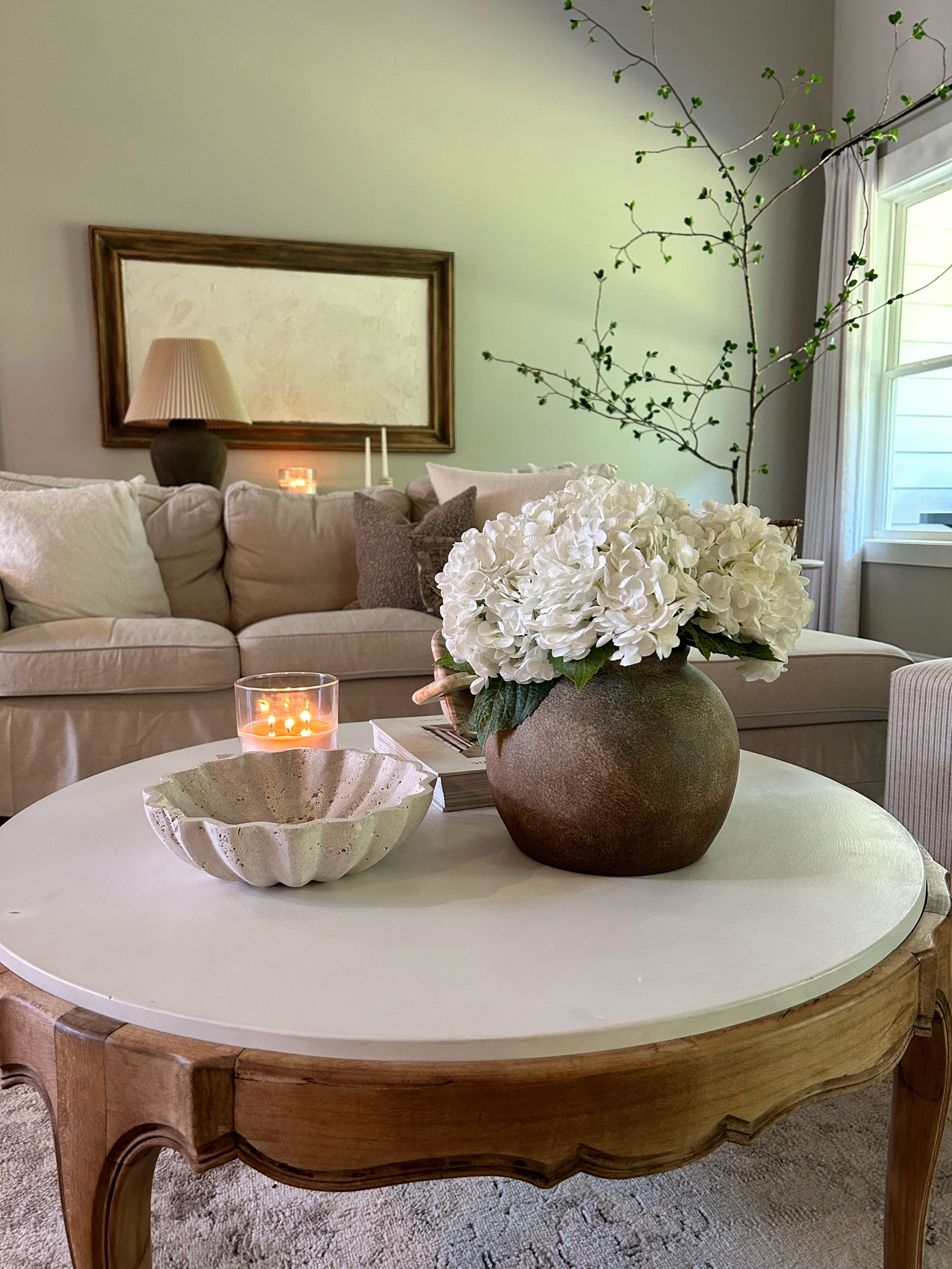 Travertine Bowl back in stock and my Realistic Hydrangeas 😍

#LTKHome