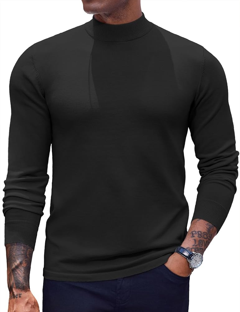 COOFANDY Men's Mock Turtleneck Sweaters Long Sleeve Casual Knit Shirts Half Neck Thermal Lightwei... | Amazon (US)
