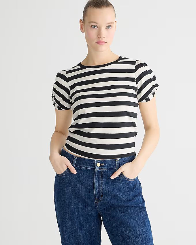 Vintage jersey puff-sleeve T-shirt in stripe | J. Crew US