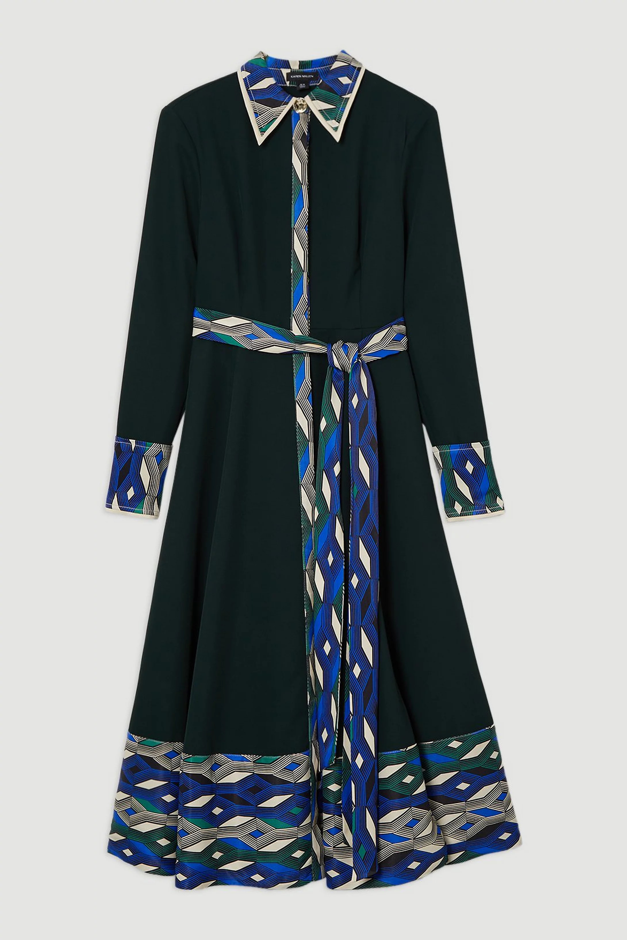 Amelia Graham Printed Twill Border Print Midi Dress | Karen Millen UK + IE + DE + NL