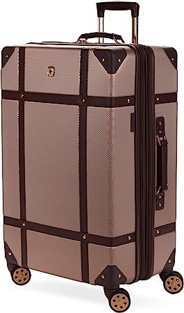 SwissGear 7739 Hardside Luggage Trunk with Spinner Wheels, Blush, Checked-Large 26-Inch | Amazon (US)