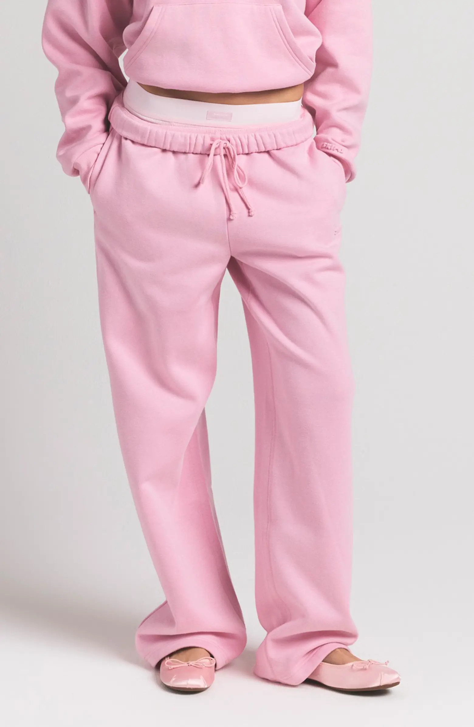 Cotton Fleece Blend Classic Straight Leg Pants | Nordstrom