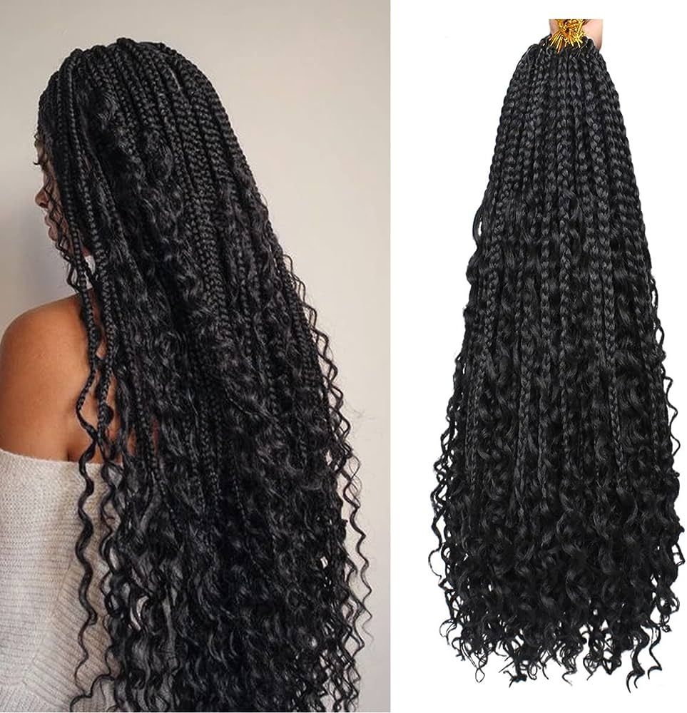 COOKOO 22 Inch Boho Box Braids Crochet Hair for Black Women 8 Packs Synthetic Knotless Goddess Bo... | Amazon (US)