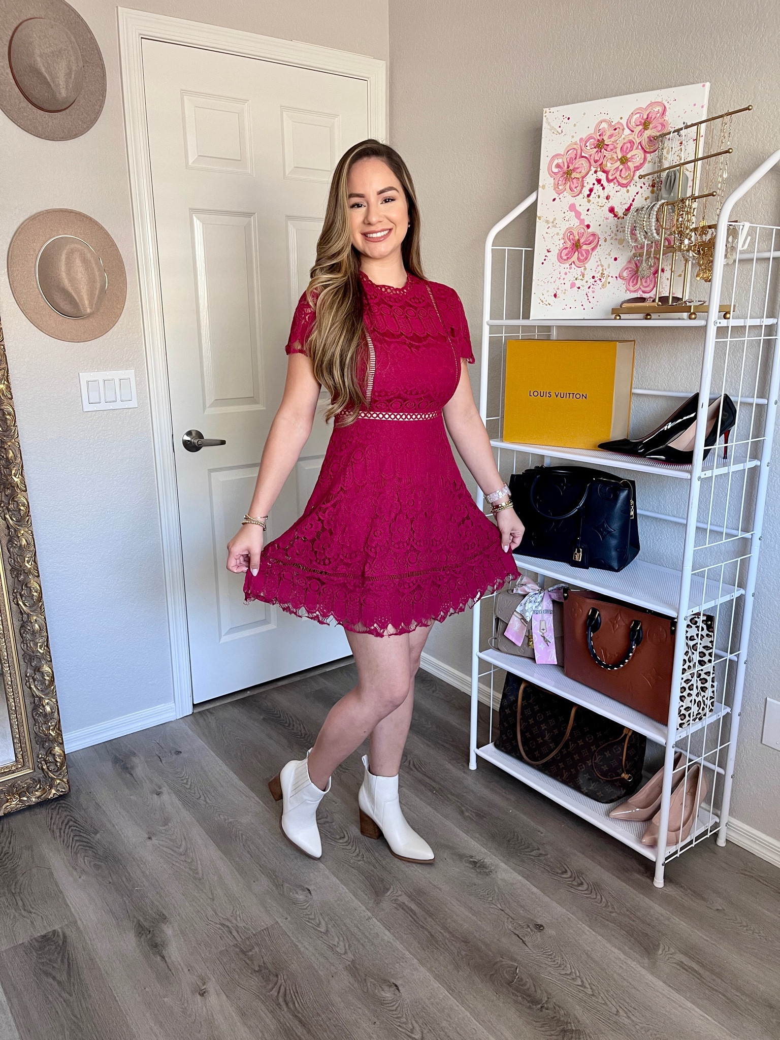 Holiday Dress, Lace Dress (wearing small), Midi Dress, Chic Dress, Cocktail Dress, Dress Outfit, ankle booties (tts), ankle boots #dress #outfitidea #amazonfashion #founditonamazon

#LTKshoecrush #LTKHoliday #LTKunder100