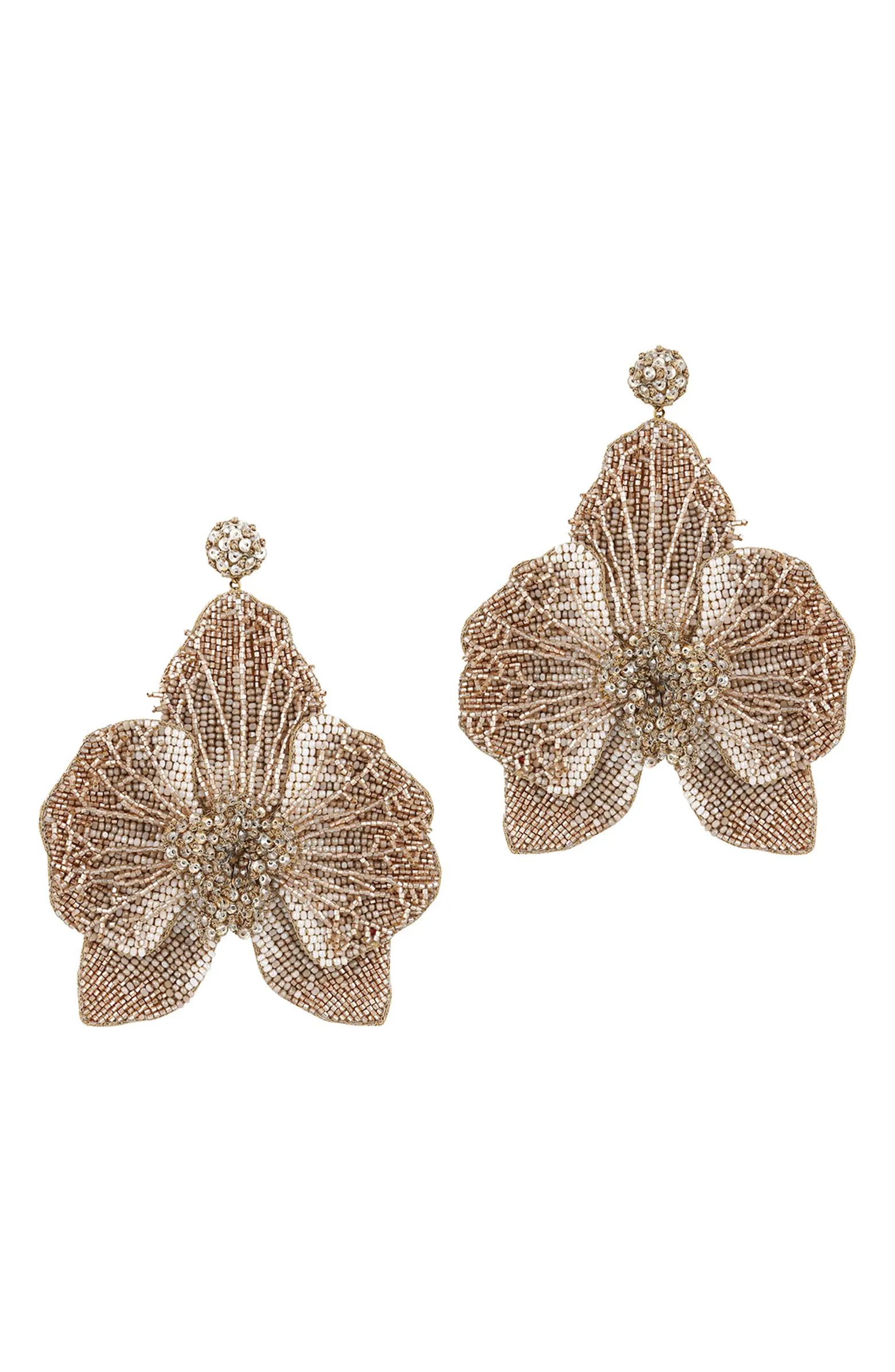 Catarina Beaded Orchid Drop Earrings | Nordstrom