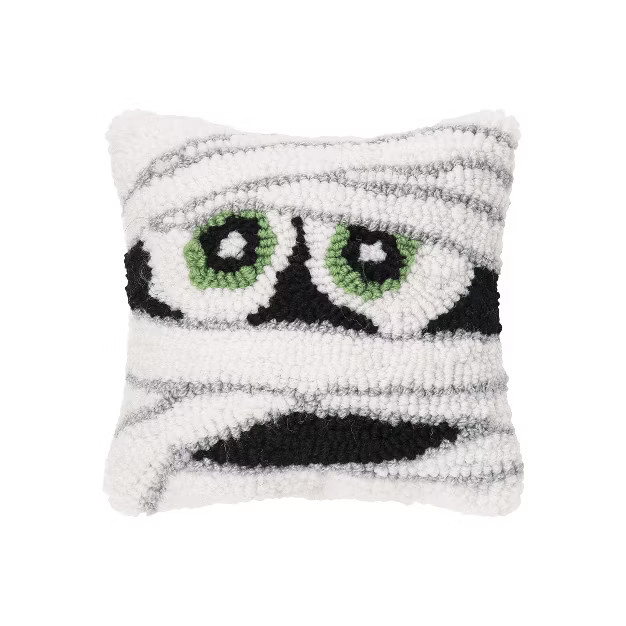 C&F Home 8" x 8" Mummy Face Hooked Halloween Petite Pillow | Target