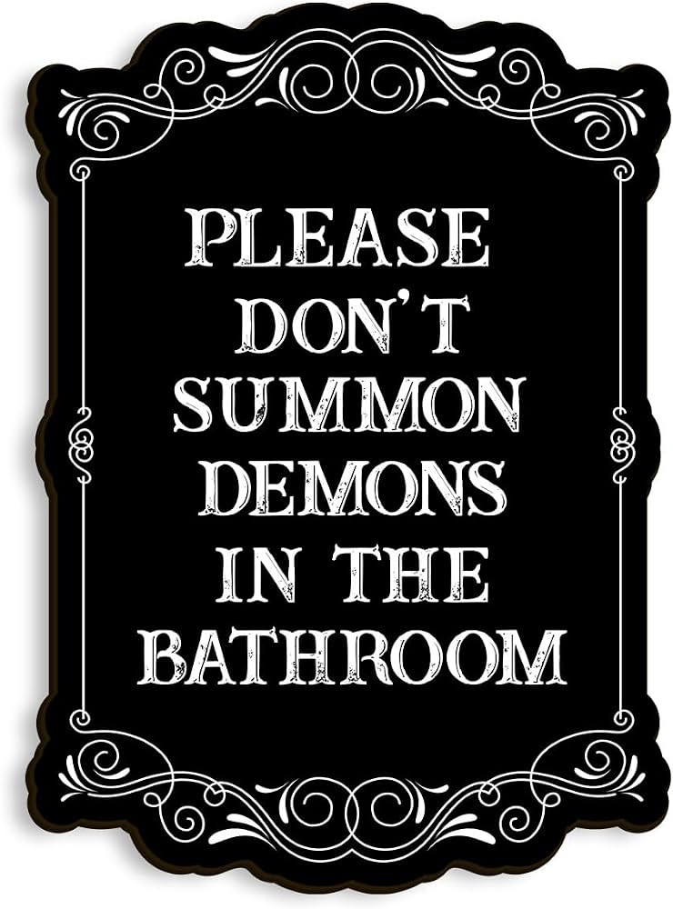 COLOR VALLEY ART Gothic Wall Art, Please Do Not Summon Demons In The Bathroom, Funny Gothic Decor... | Amazon (US)