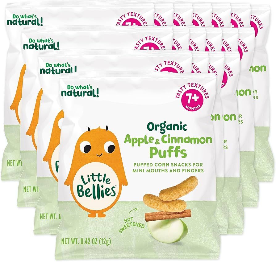 Little Bellies Organic Apple & Cinnamon Puffs Baby Snack (Pack of 18 x 0.42 oz Individual Packs) | Amazon (US)