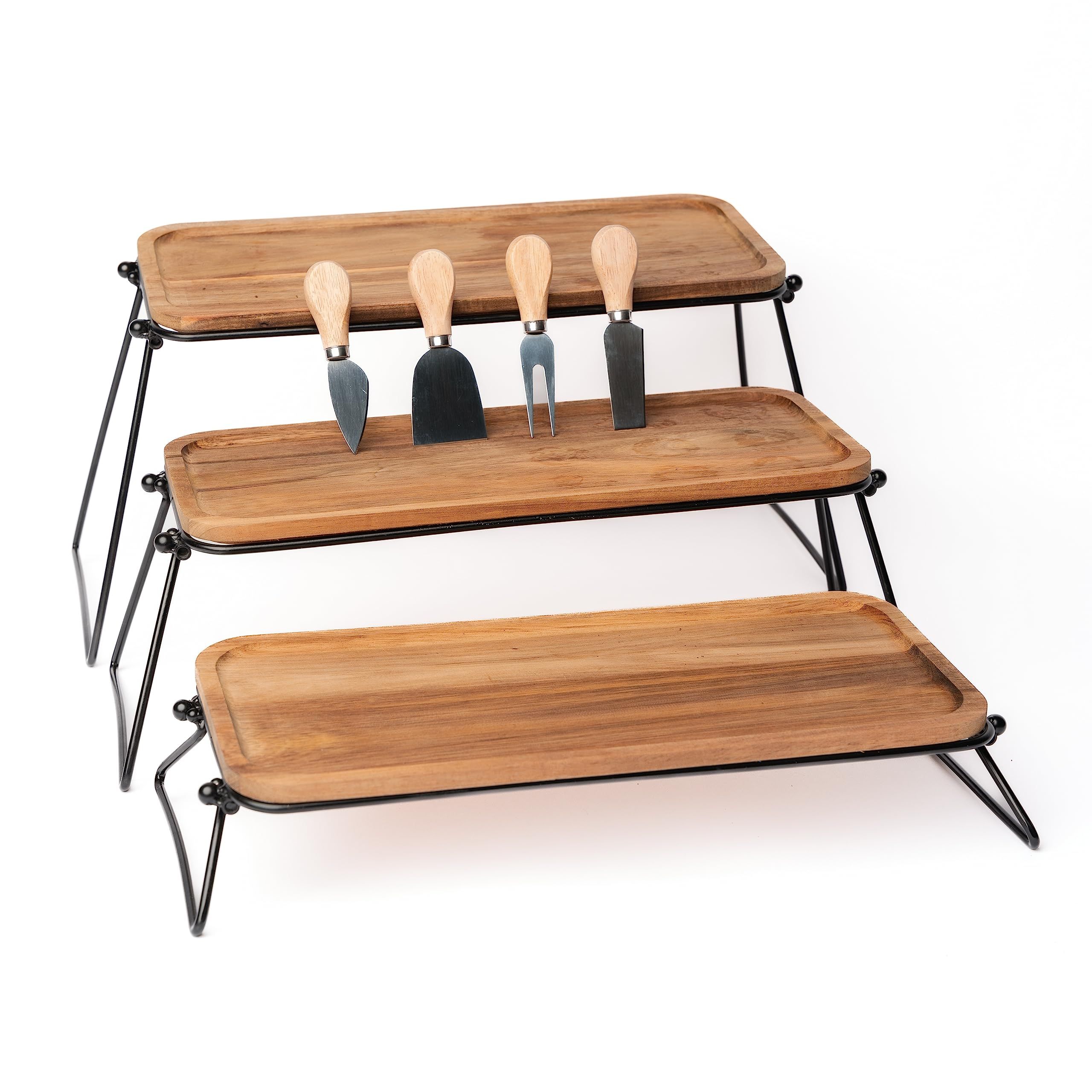 tb Gonzo's 3 tier multipurpose wooden serving trays with serving accessories | Amazon (US)