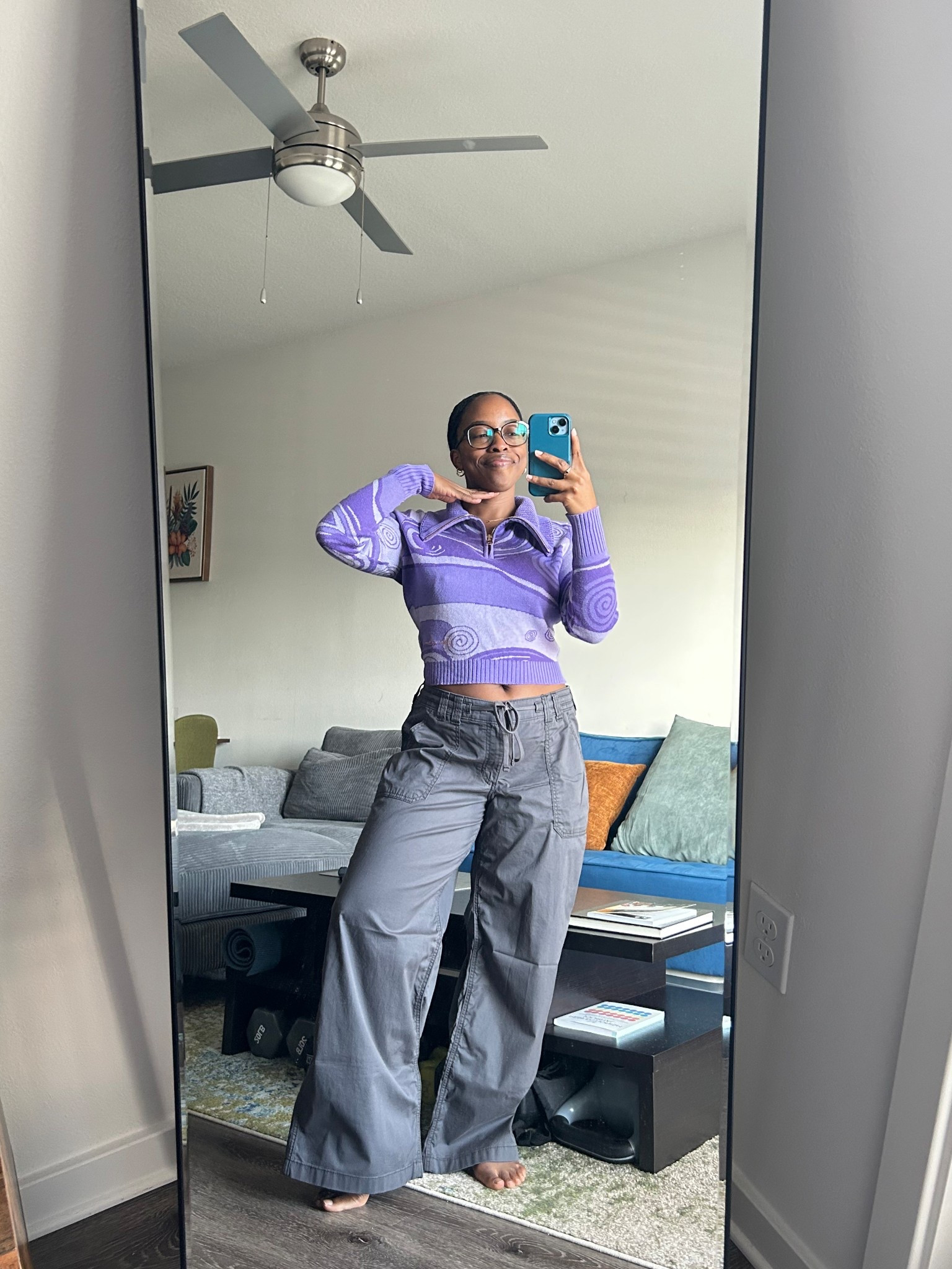 Wfh ootd wearing a cute cropped cardigan and baggy pants 

#LTKStyleTip #LTKFindsUnder50 #LTKPetite