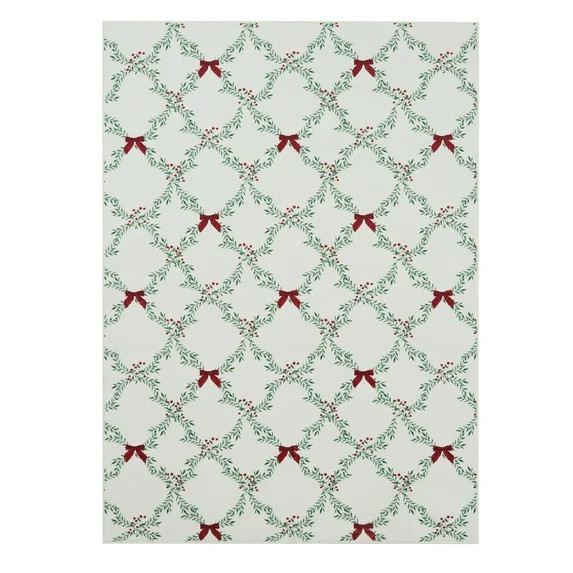 My Texas House White/Green Wreath Faux Fur Washable Indoor Area Rug, 5' x 7' | Walmart (US)