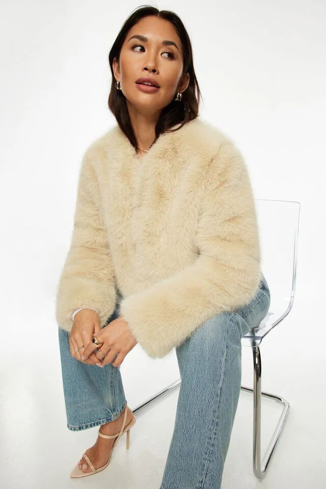 Faux Fur Cropped Jacket | Dynamite Clothing