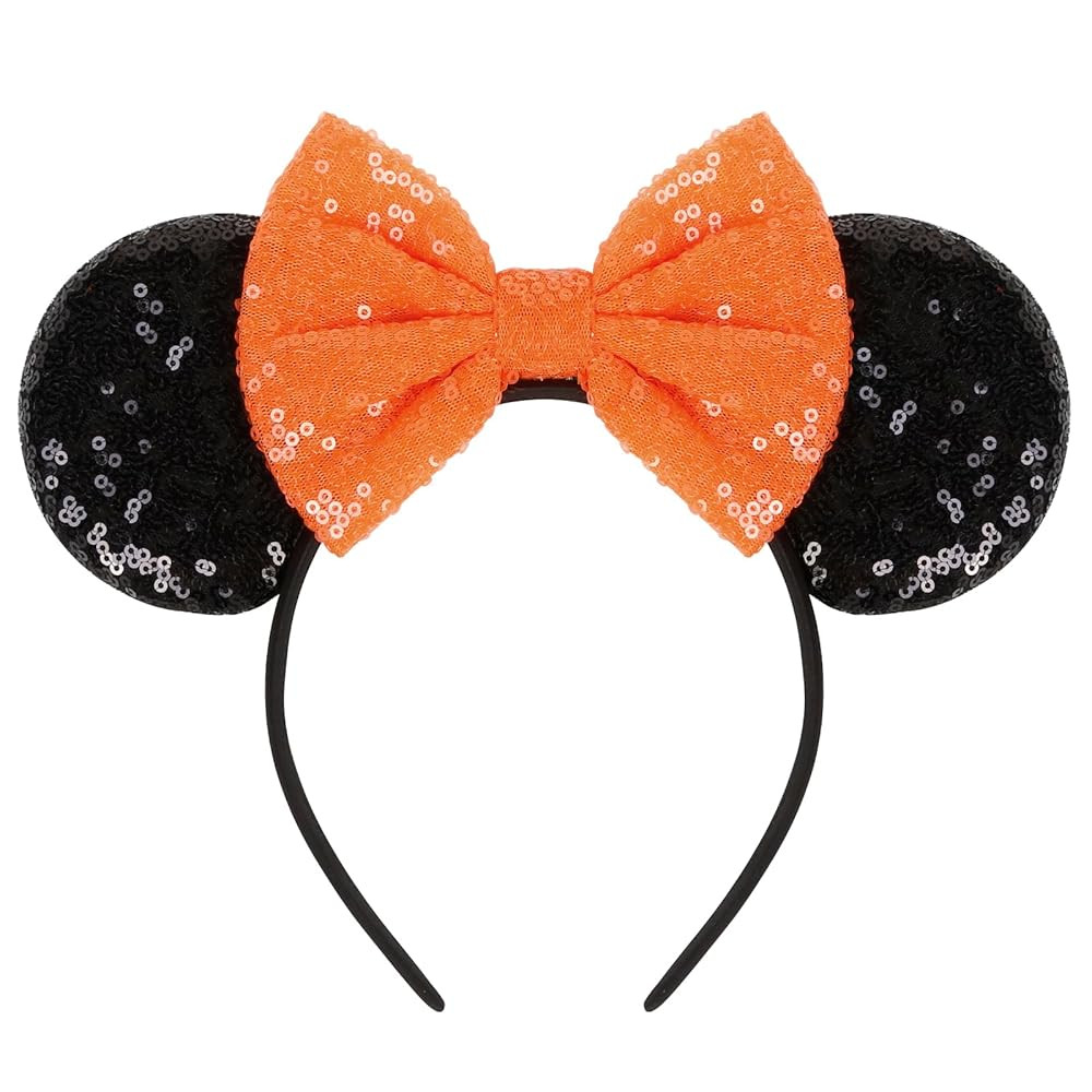 Halloween Mouse Ears Headbands for Women Sequin Mouse Ears Headband Orange Bows Mouse Ear Adults ... | Amazon (US)