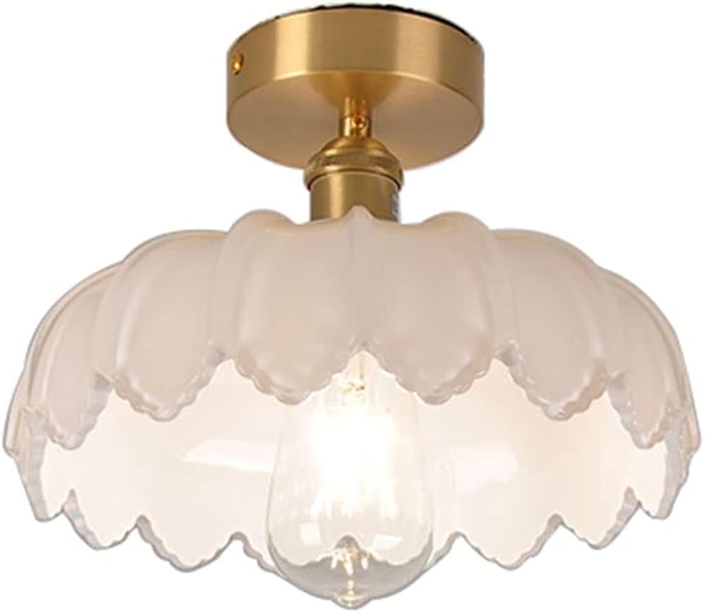 Auwieou Modern Brass Semi Flush Ceiling Light Industrial Glass Close to Ceiling Light Fixture wit... | Amazon (US)