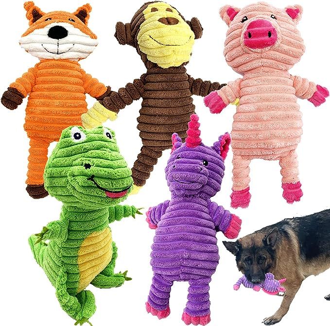 Pet Supplies : Jalousie 5 Pack Dog Toys Dog Plush Toys Assortment Value Bundle Dog Squeaky Toys A... | Amazon (US)