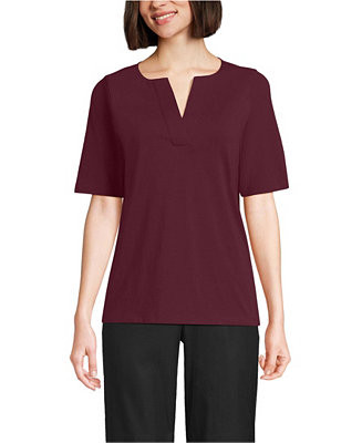 Women's Supima Jersey Half Sleeve Splitneck Shirt | Macy's