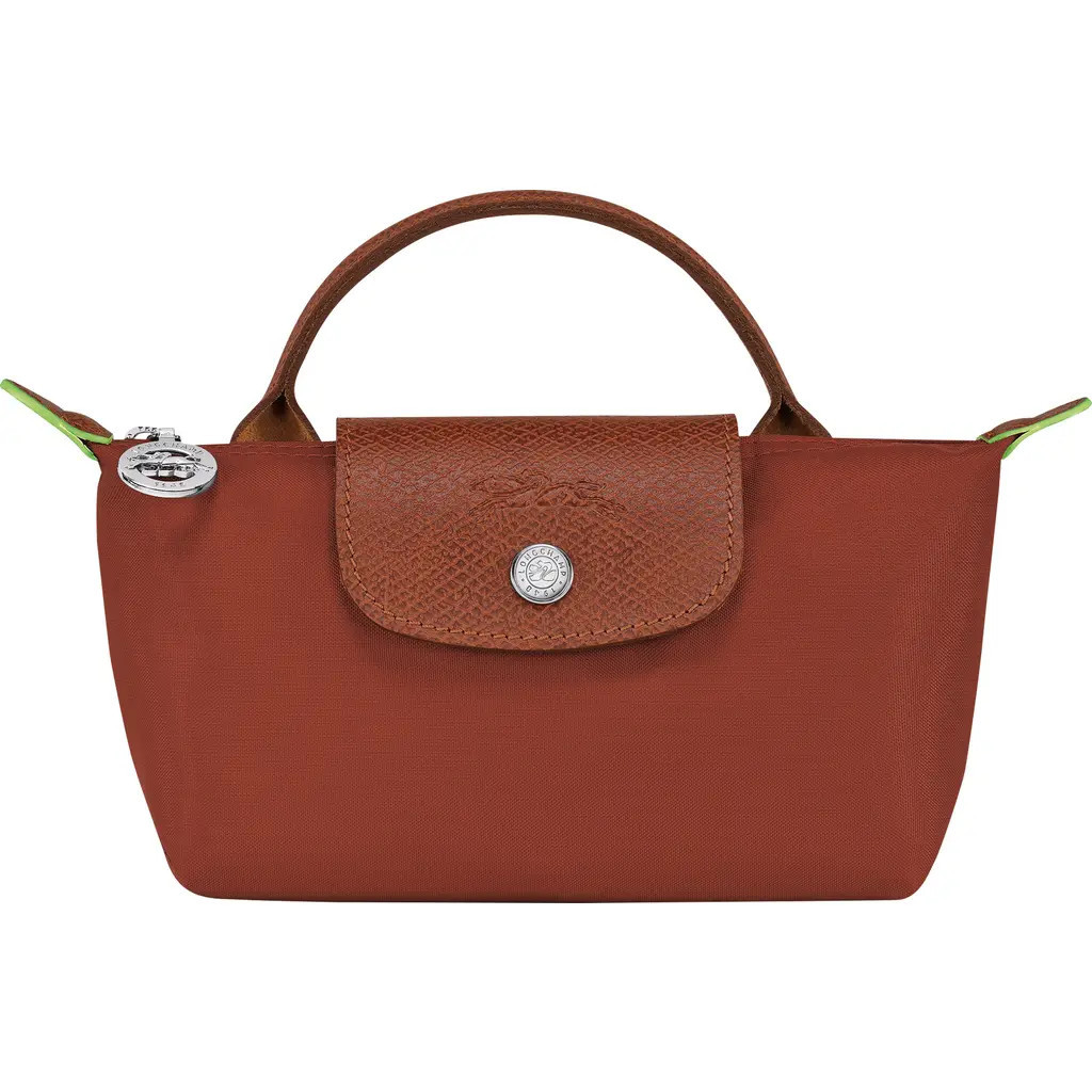 Longchamp Le Pliage Recycled Canvas Cosmetics Case in Red/Cognac at Nordstrom | Nordstrom