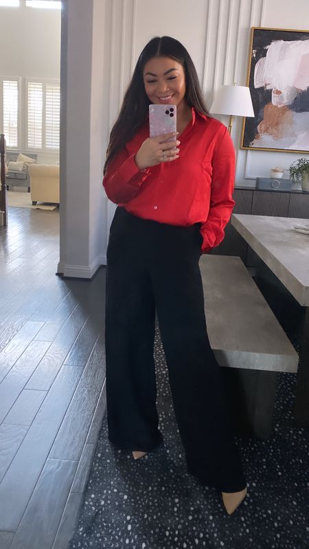 Work wear look
Red Button down: size small 