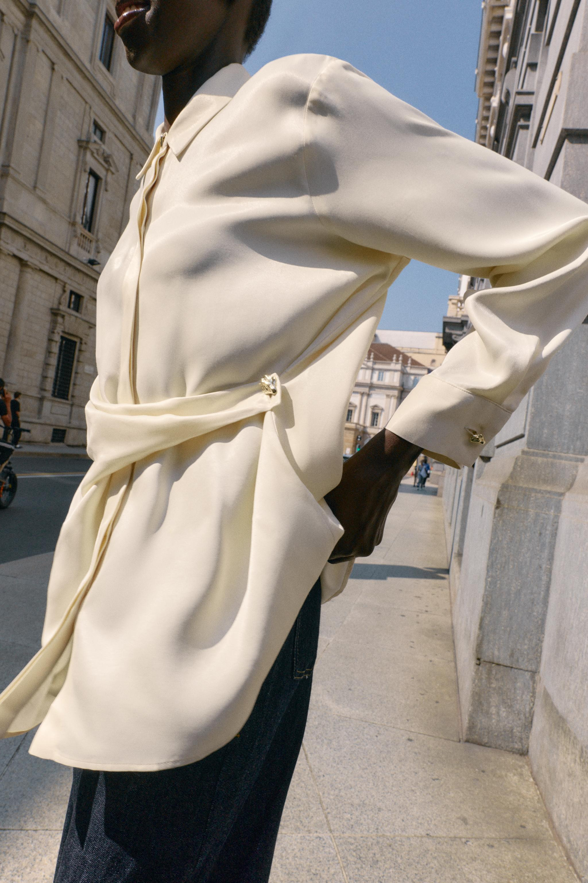 SATIN SHIRT WITH CROSSOVER DETAIL | Zara UK