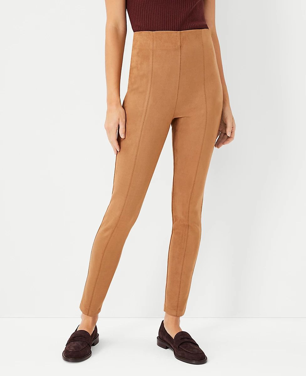 The Faux Suede Seamed Side Zip Legging | Ann Taylor (US)