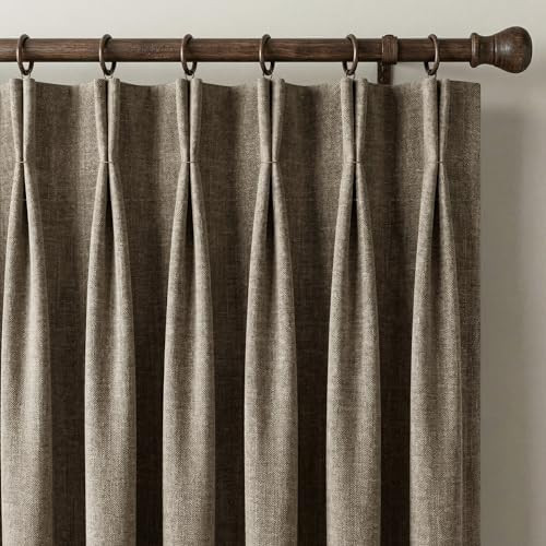 NICETOWN French Taupe Pinch Pleated Linen Curtains 84" Length - Room Darkening Drapes Sophisticat... | Amazon (US)