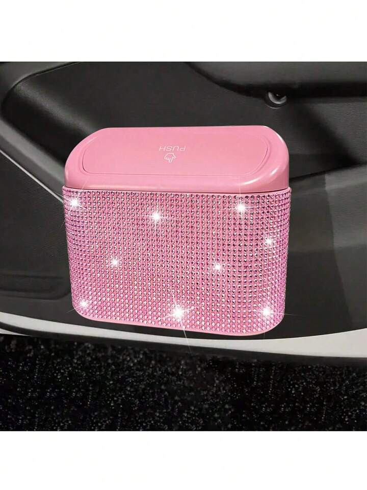 1pc Car Garbage Can With Cover Side Hanging Trash Bin, Includes Garbage Bags, Cute & Practical Ca... | SHEIN