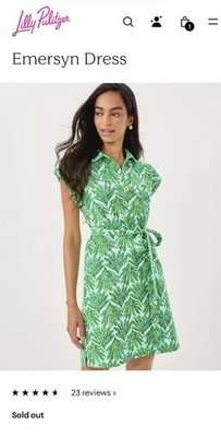 Lilly Pulitzer Emersyn Dress Green S Belted Collared Short Sleeve | eBay US