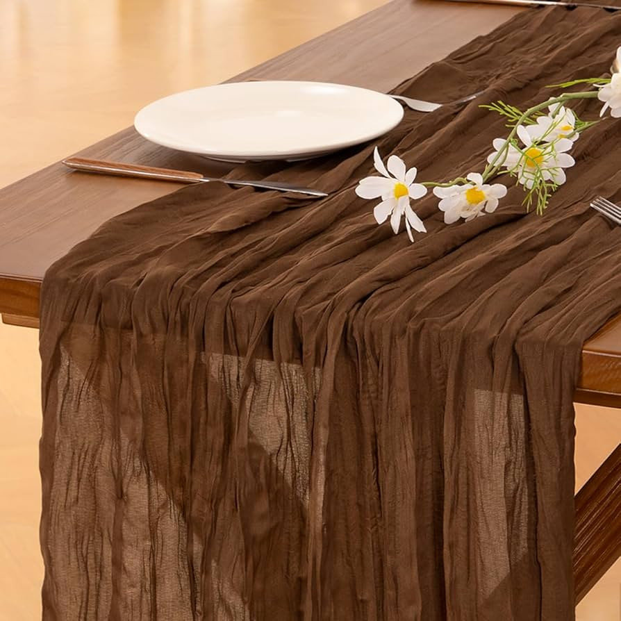 Socomi Brown Coffee Cheesecloth Table Runner Fall Thanksgiving Boho Rustic Gauze 120 inch 10FT Ch... | Amazon (US)