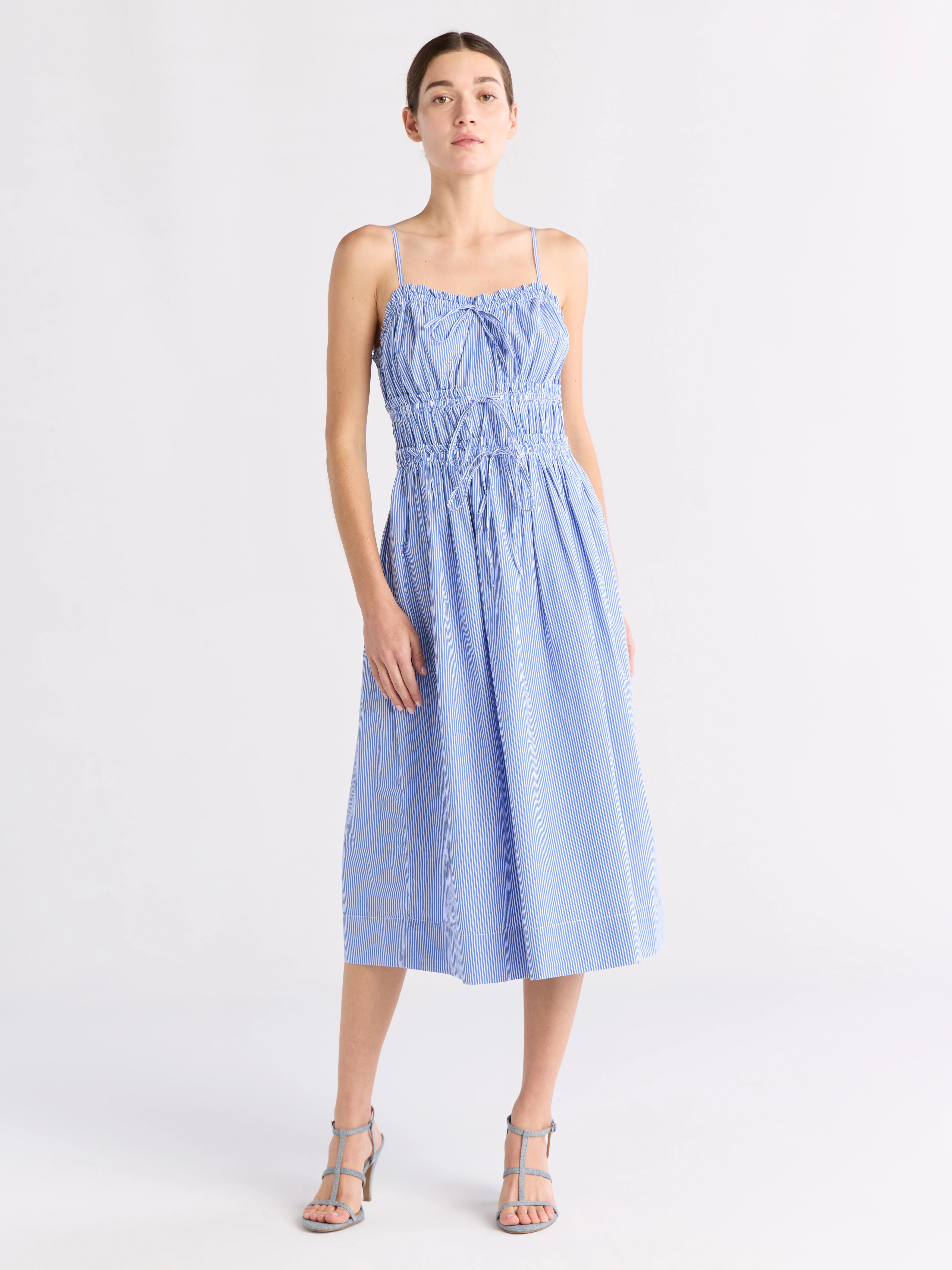 Free Assembly Women's Sleeveless Cotton Midi Dress with Bow Front, Sizes XS-XXL | Walmart (US)