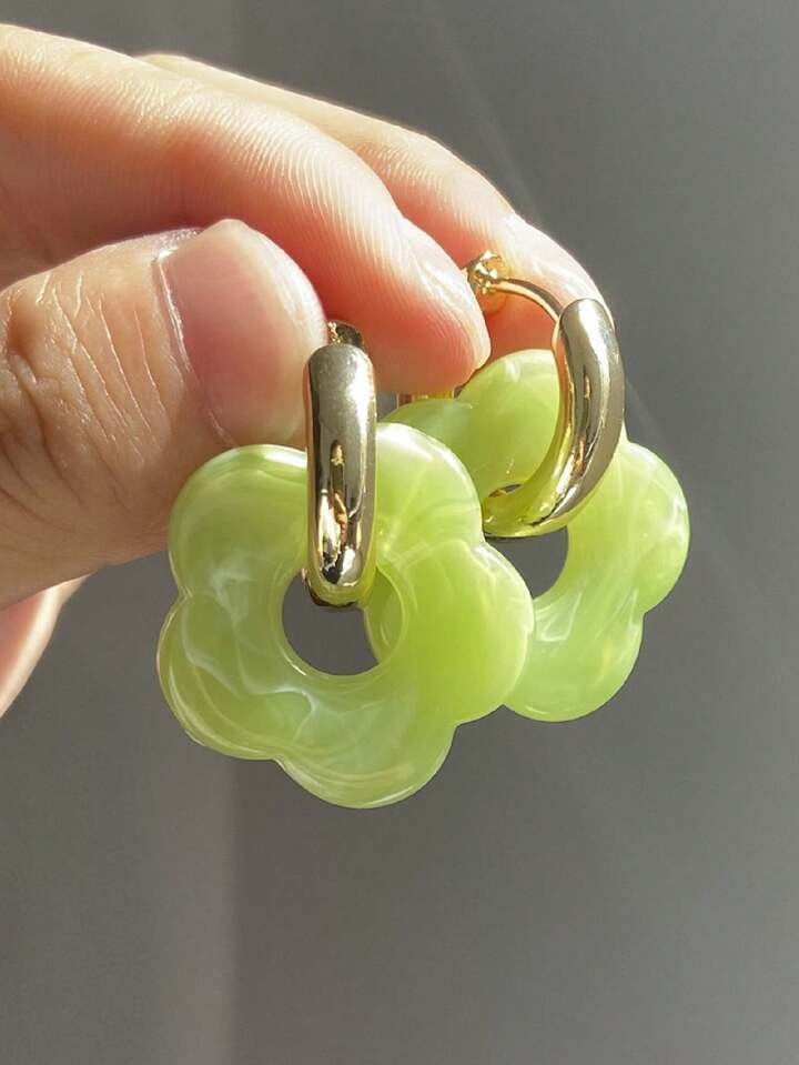 Lime Groen Bloemen Oorbel | SHEIN