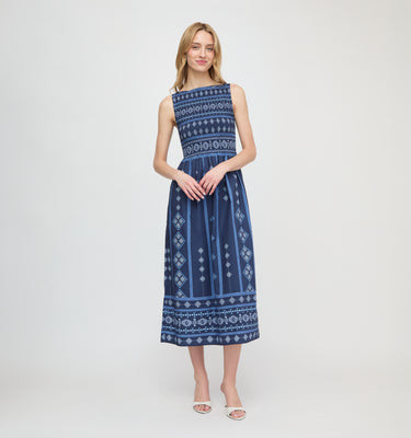 The Cosima Nap Dress - Navy Diamond Batik Navy Diamond Batik / XL | Hill House Home US