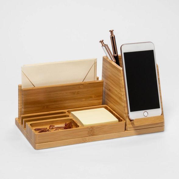 Large Bamboo Desk Storage & 5V/2.4A 2-Port USB-A Qi Wireless Charger - Project 62™ | Target