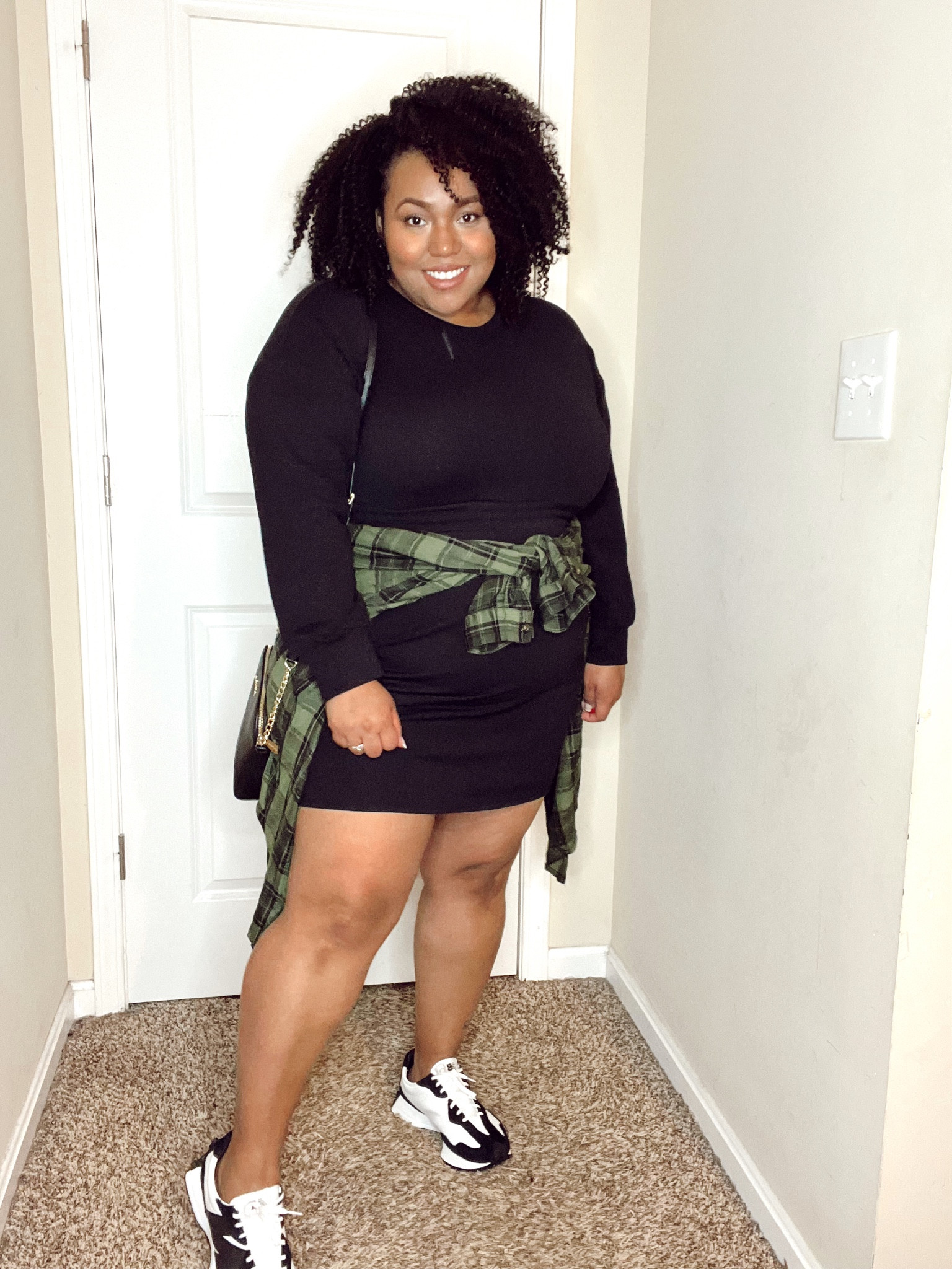 Sweater Dress and a Flannel tied around my waist for a casual everyday look. Dress is 3x by time and tru, flannel is 3x by Terra Sky and sneakers are new balance 327s. Outfit from Walmart, more colors available for the dress 

Plus size black dress 
Sweater dress 
Dress and sneakers outfit idea 

#LTKcurves #LTKshoecrush #LTKunder100