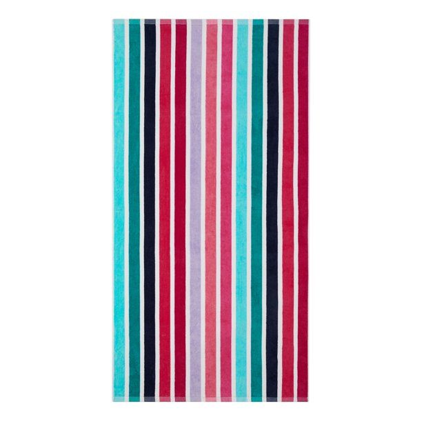 Mainstays 34” x 64” Absorbent & Soft Cotton Beach Towel, Pink Stripe - Walmart.com | Walmart (US)
