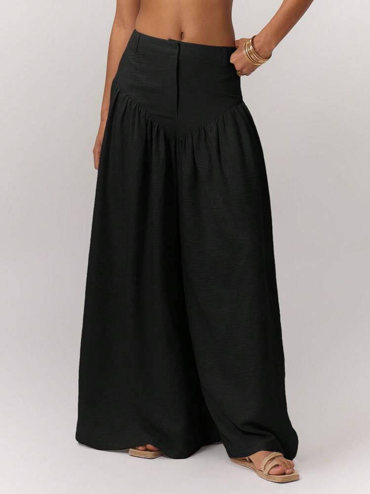 MUSERA Summer Vacation Leisure Solid Color Wide-Legged Pants For Spring Fall Autumn Winter Halloween Party | SHEIN