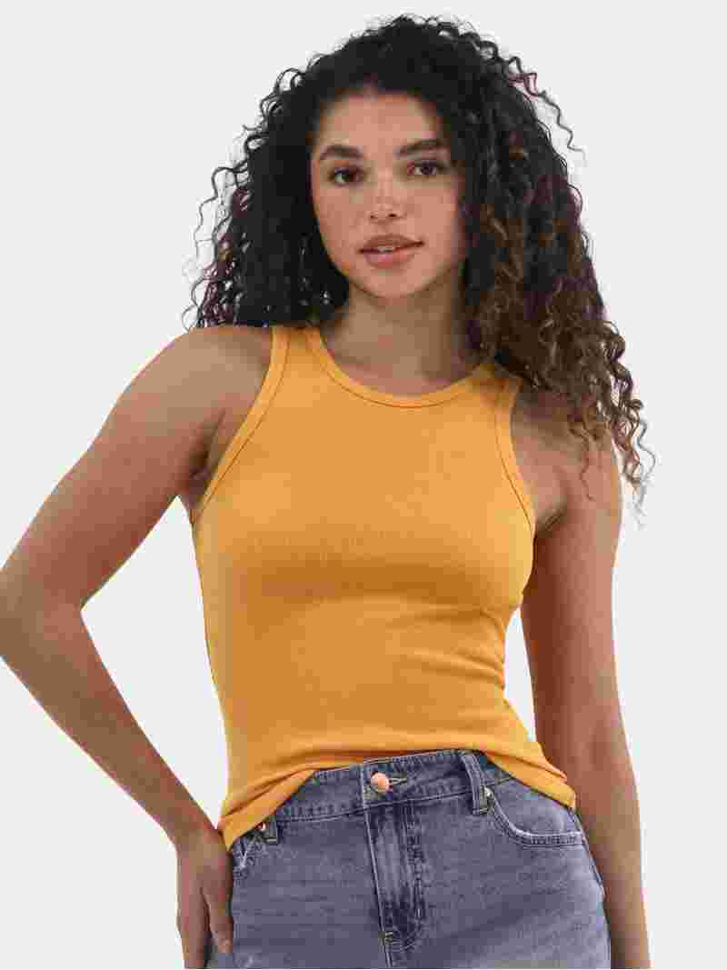 No Boundaries Ribbed High Neck Tank Top, Women's | Walmart (US)