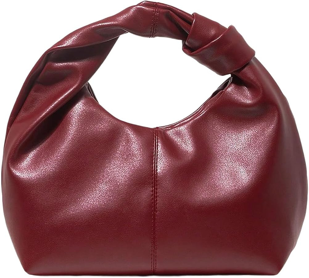 MakeMeChic Women's PU Leather Ruched Satchel Handbags Top Handle Mini Purse Dumpling Bag | Amazon (US)