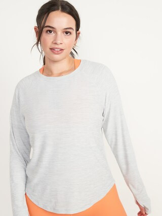 Long-Sleeve Breathe ON Slub-Knit T-Shirt for Women | Old Navy (US)