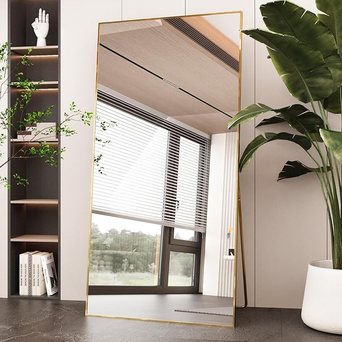 LFT HUIMEI2Y 71" x 32" Full Length Mirror with Stand, Large Full Body Tempered Mirror with Alumin... | Amazon (US)