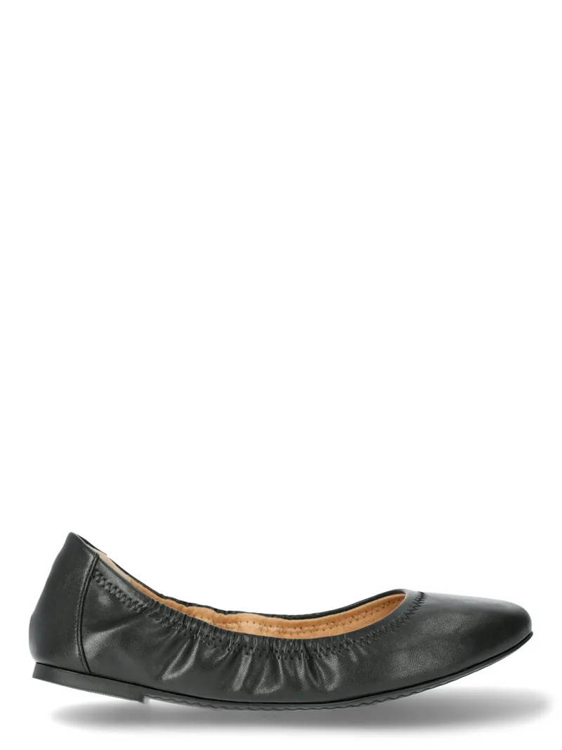 Time and Tru Women's Scrunch Ballet Flats, Sizes 6-11, Wide Width Available - Walmart.com | Walmart (US)