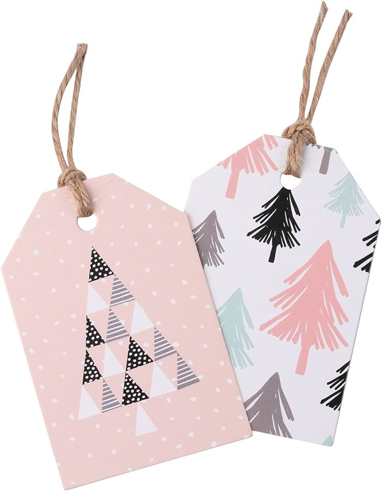 WRAPAHOLIC Christmas Tags with Jute Twine - 96 Pcs Christmas Tree and Colorful Gift Boxes Design Pap | Amazon (US)