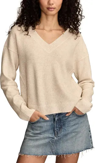 Lucky Brand Waffle Knit V-Neck Sweater | Nordstrom | Nordstrom