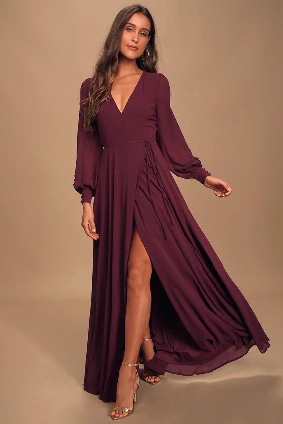 My Whole Heart Plum Long Sleeve Wrap Dress | Lulus (US)