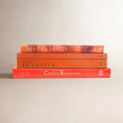 Decorative Books - Canyon Coffee Table Stack - 4 Orange Books | Wayfair North America