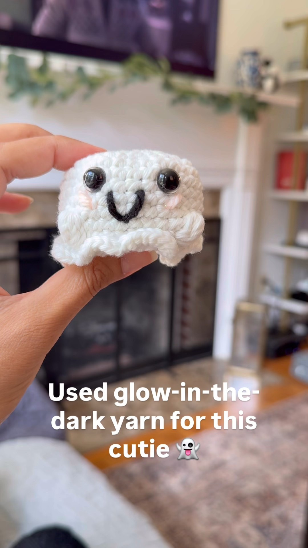 So easy to make! 

Linked the glow-in-the-dark yarn for this ghost project 👻