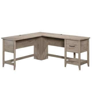 59 in. L-Shaped Laurel Oak 1 Drawer Computer Desk with File Storage | The Home Depot